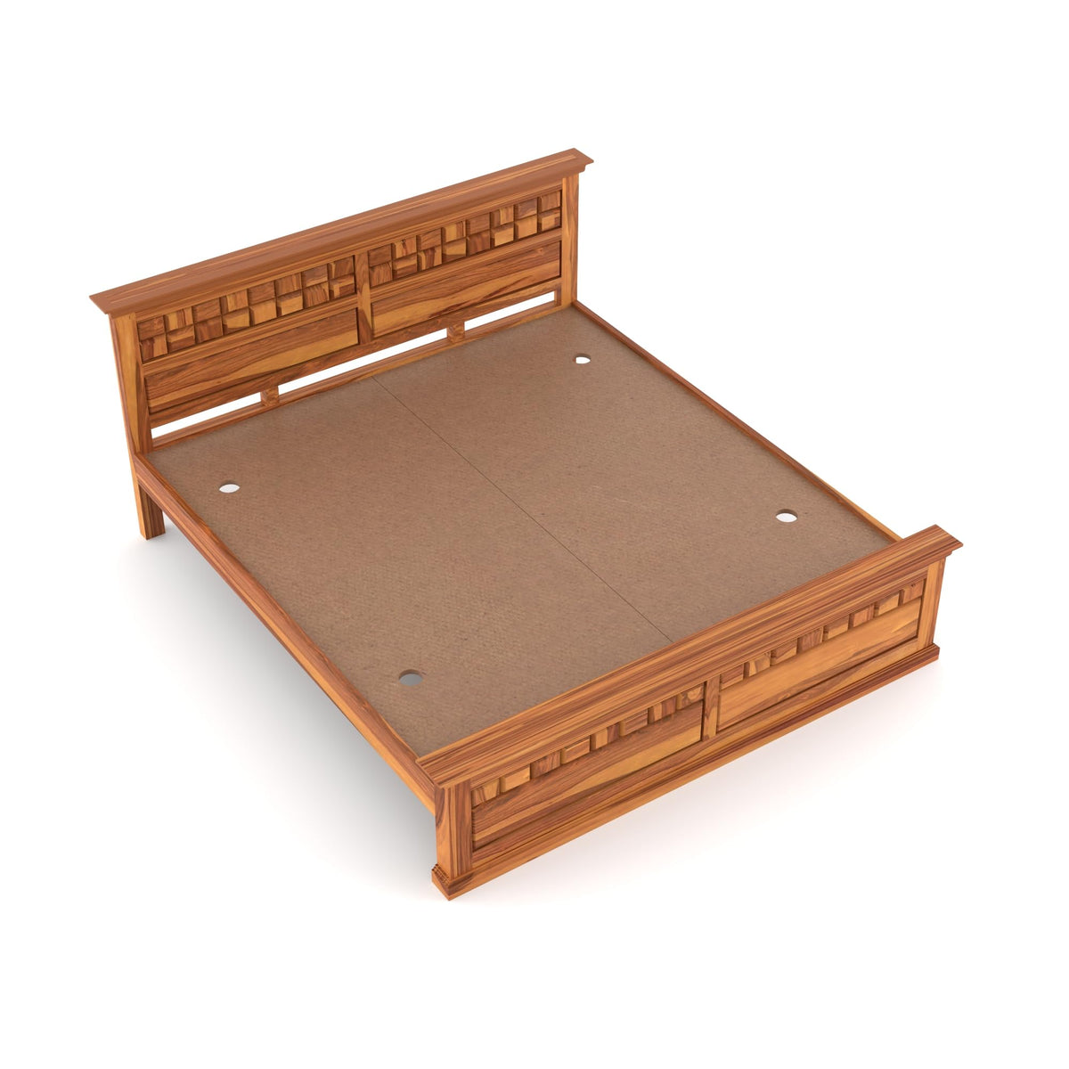 Bhagwati Art Sheesham Wood Bed without Storage – Chocolate Design – view 3
