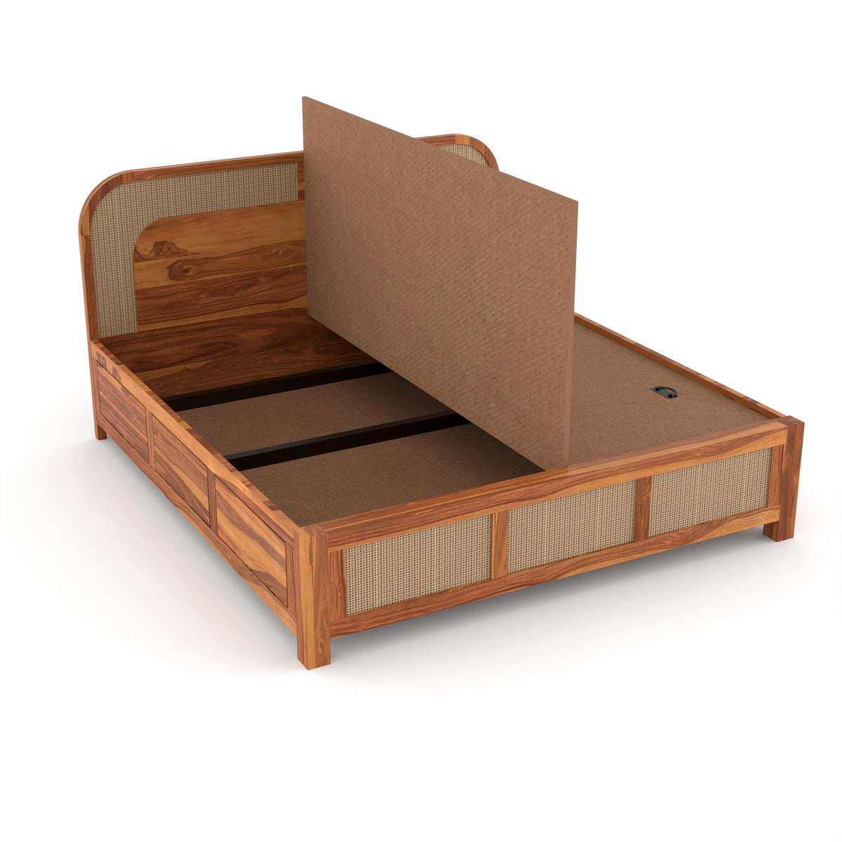 Bhagwati Art Sheesham Wood Bed with Box Storage – 5 Jali Rattan Cane – view 7