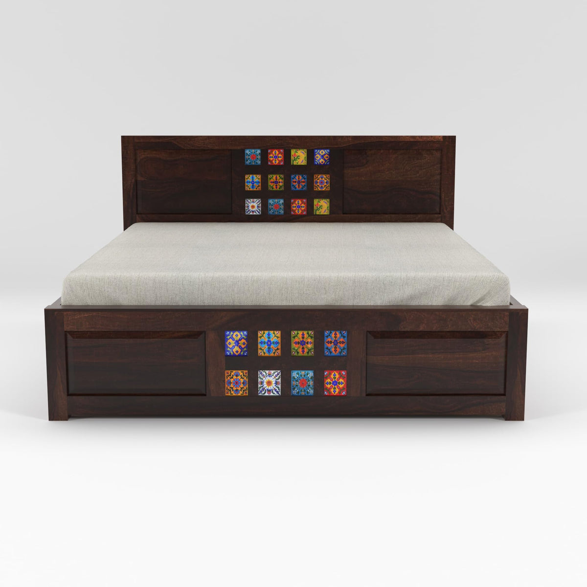 Bhagwati Art Sheesham Wood Bed with Box Storage – Tile Dalla Design – view 11
