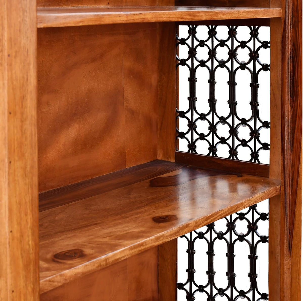Bhagwati Art Sheesham Wood 5-Shelf Bookshelf – Jaali Design – view 4