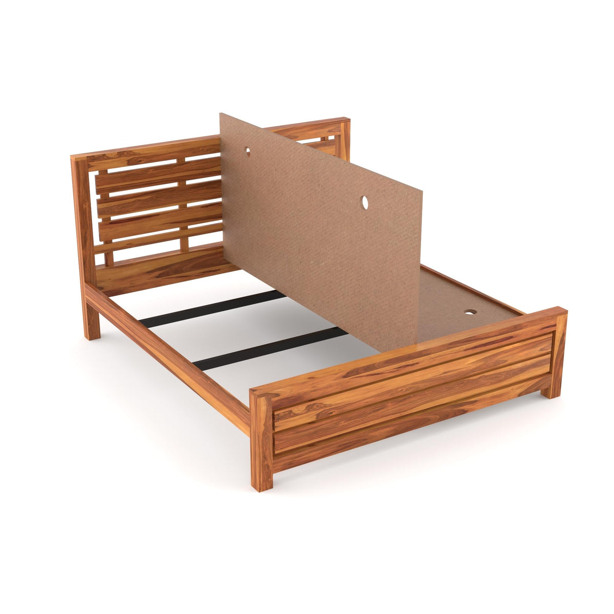 Bhagwati Art Sheesham Wood Bed without Storage – 3 Fanti Design – view 4