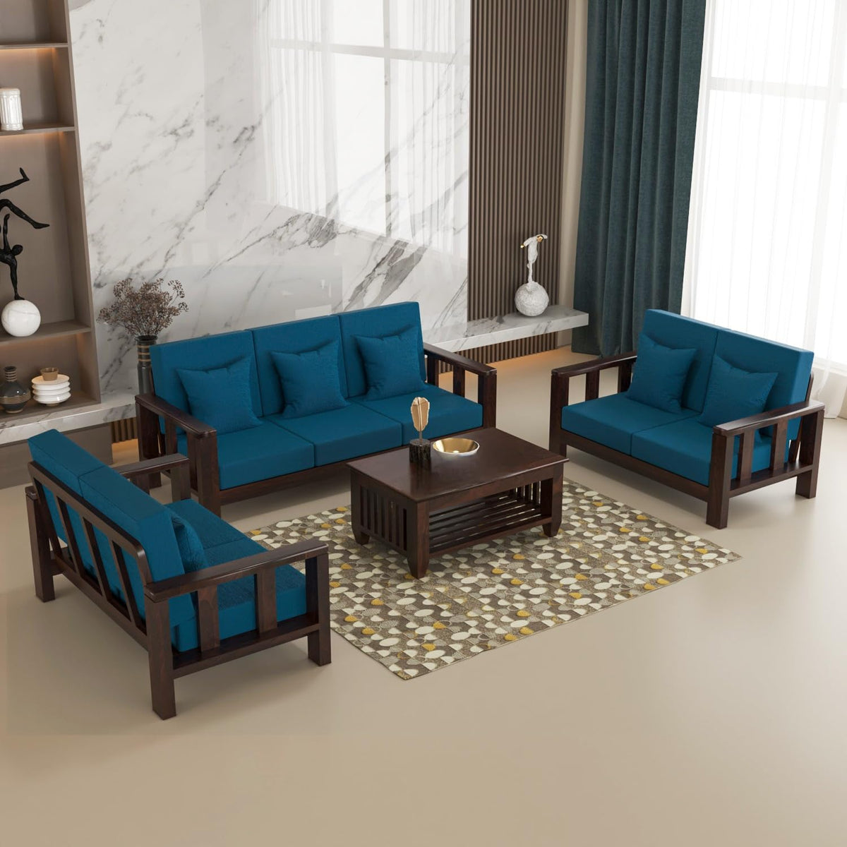 Bhagwati Art Sheesham Wood 7 Seater Sofa Set – Lounge Design – view 9