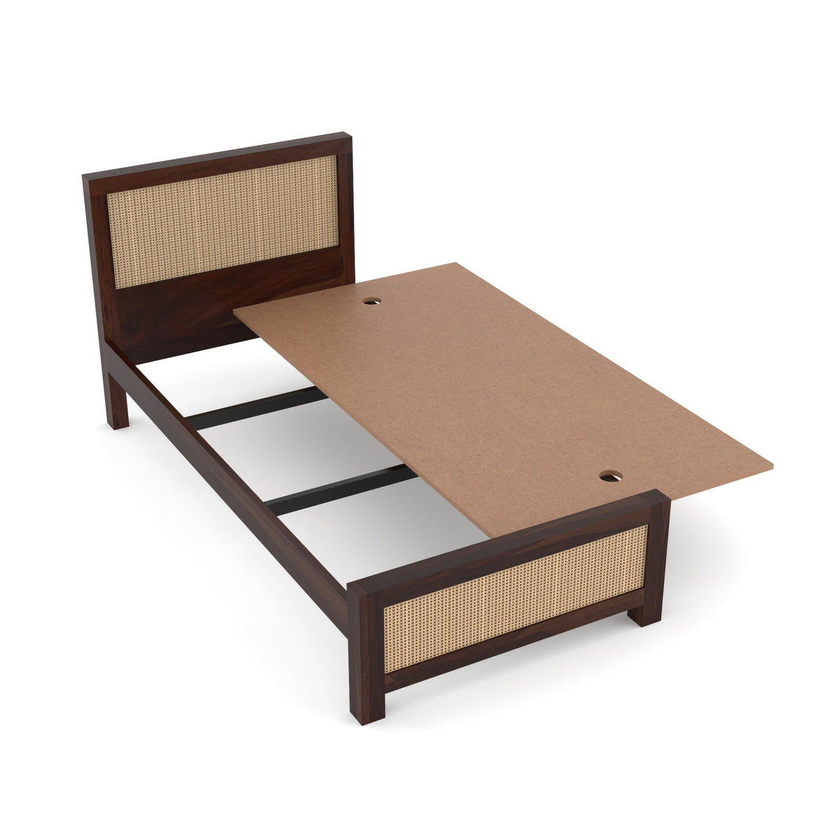 Bhagwati Art Sheesham Single Bed without Storage – 2 Jali Rattan Cane – view 14