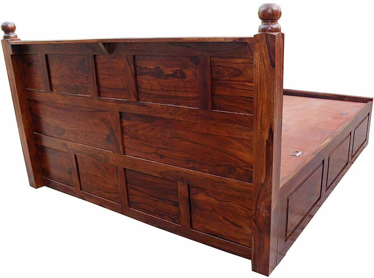 Bhagwati Art Sheesham Wood Bed with Box Storage – Lattu Design – view 6