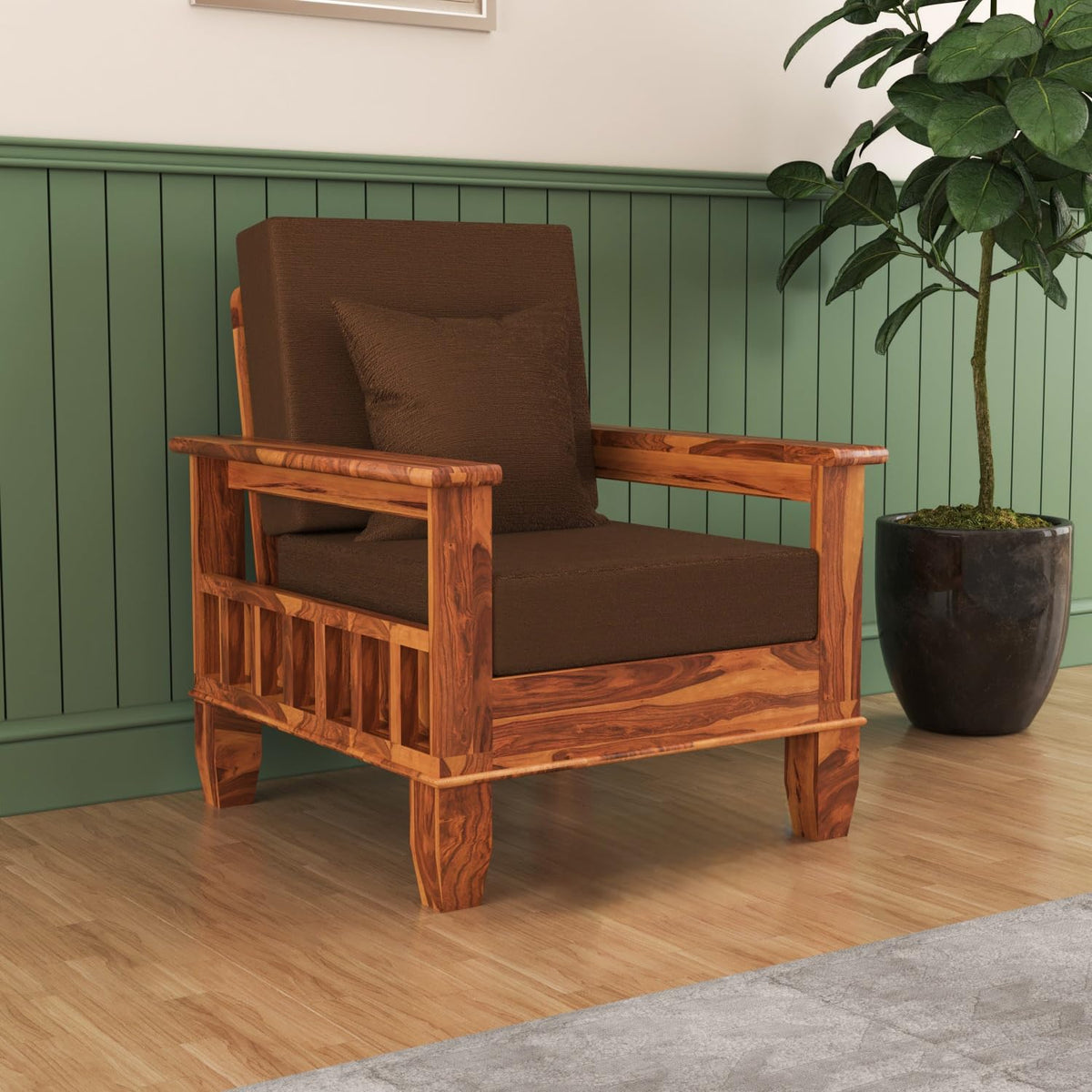 Bhagwati Art Sheesham Wood 1 Seater Sofa – Classic Design – view 11