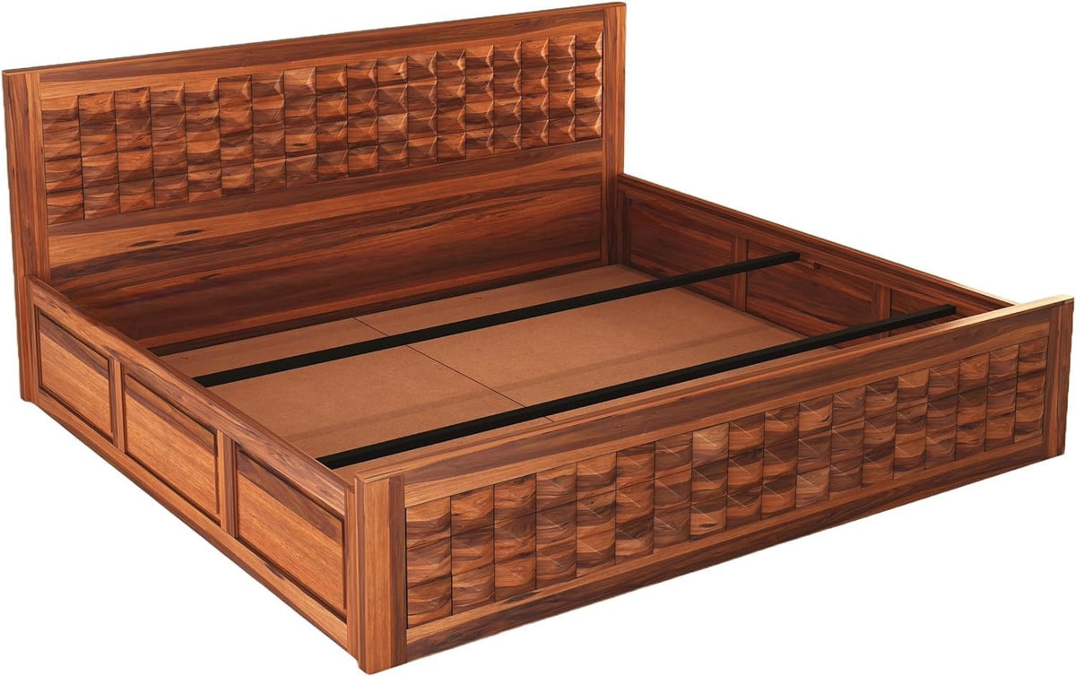 Bhagwati Art Sheesham Wood Bed with Box Storage – Diamond Design – view 7