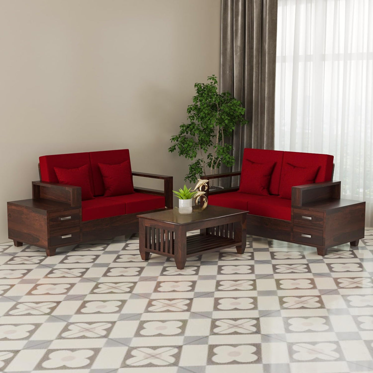 Bhagwati Art Sheesham Wood 4 Seater Sofa Set with Drawer Storage – view 31