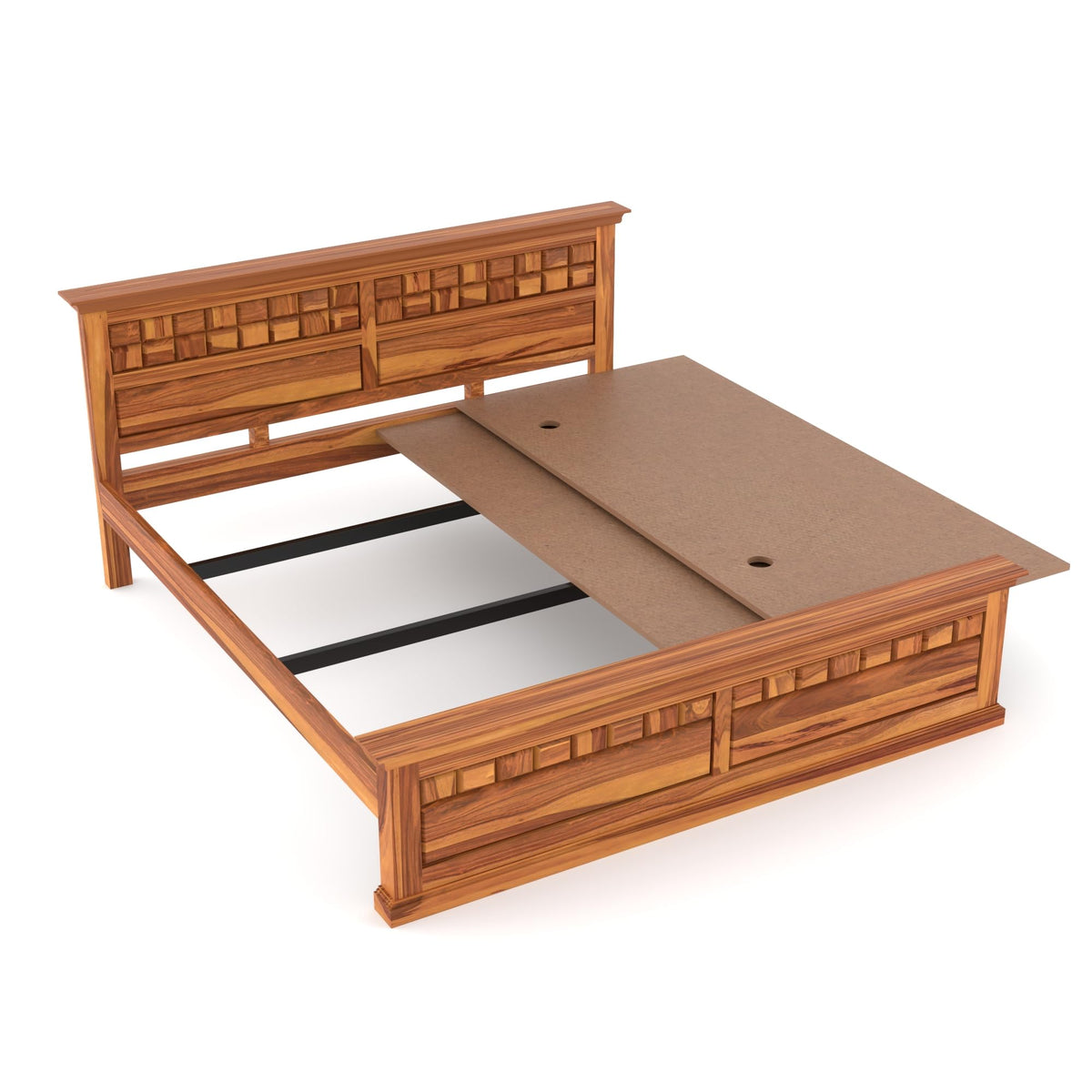 Bhagwati Art Sheesham Wood Bed without Storage – Chocolate Design – view 4