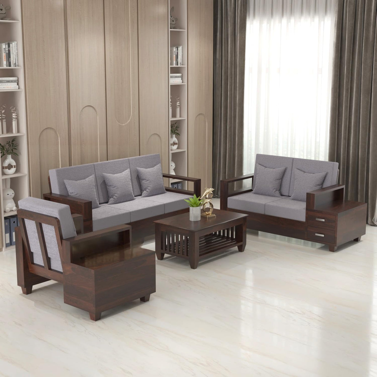 Bhagwati Art Sheesham Wood 6 Seater Sofa Set with Drawer Storage – view 33