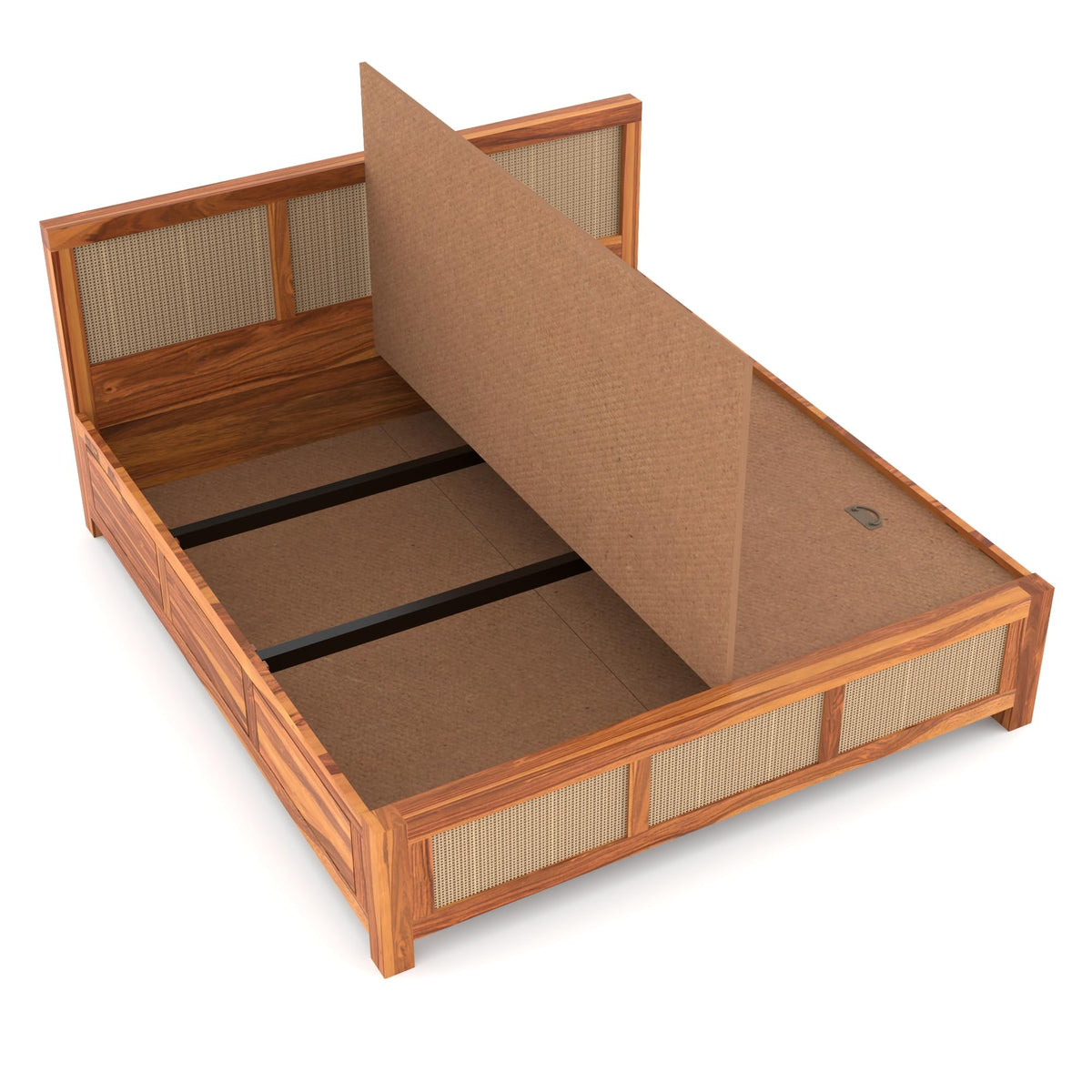 Bhagwati Art Sheesham Wood Bed with Box Storage – 6 Jali Rattan Cane – view 3