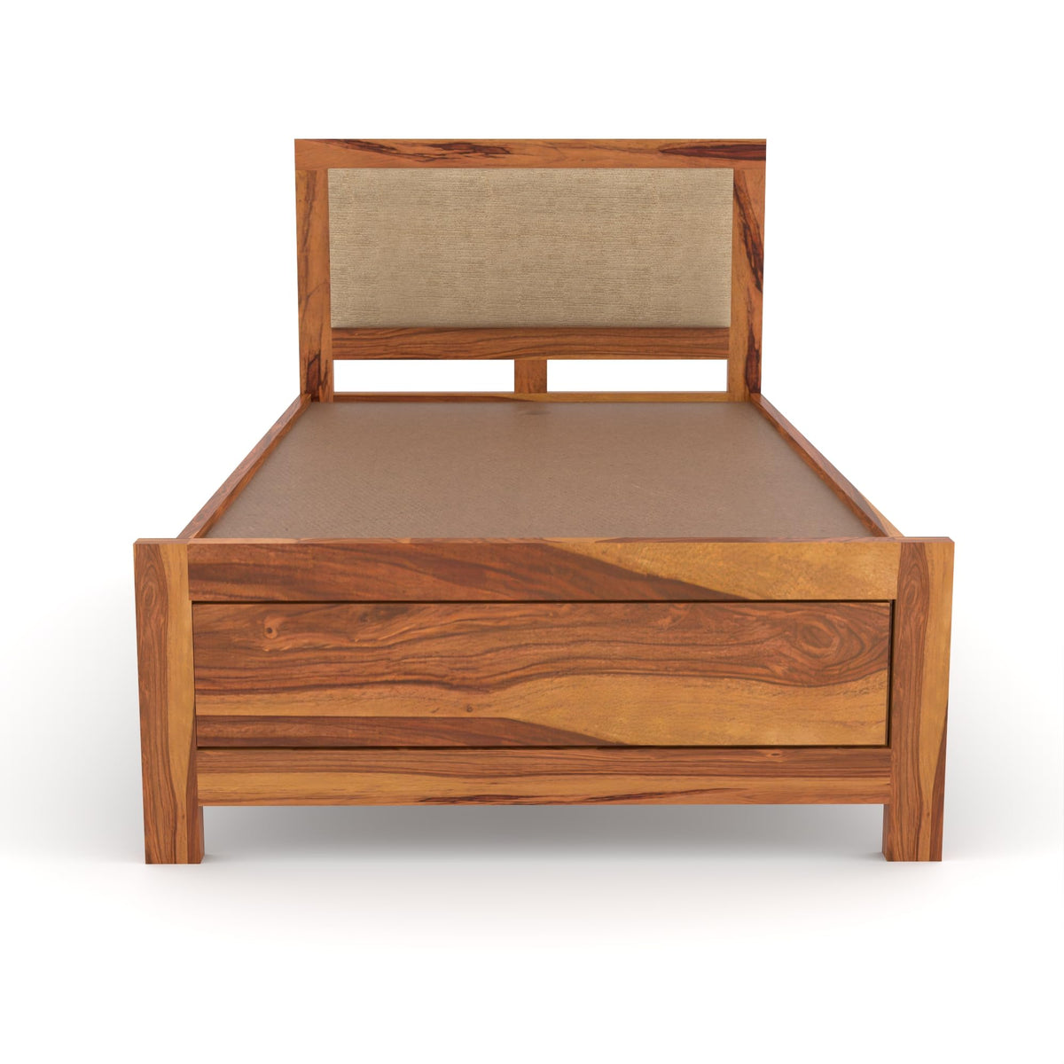 Bhagwati Art Sheesham Wood Single Bed without Storage – Cushion Dalla – view 5
