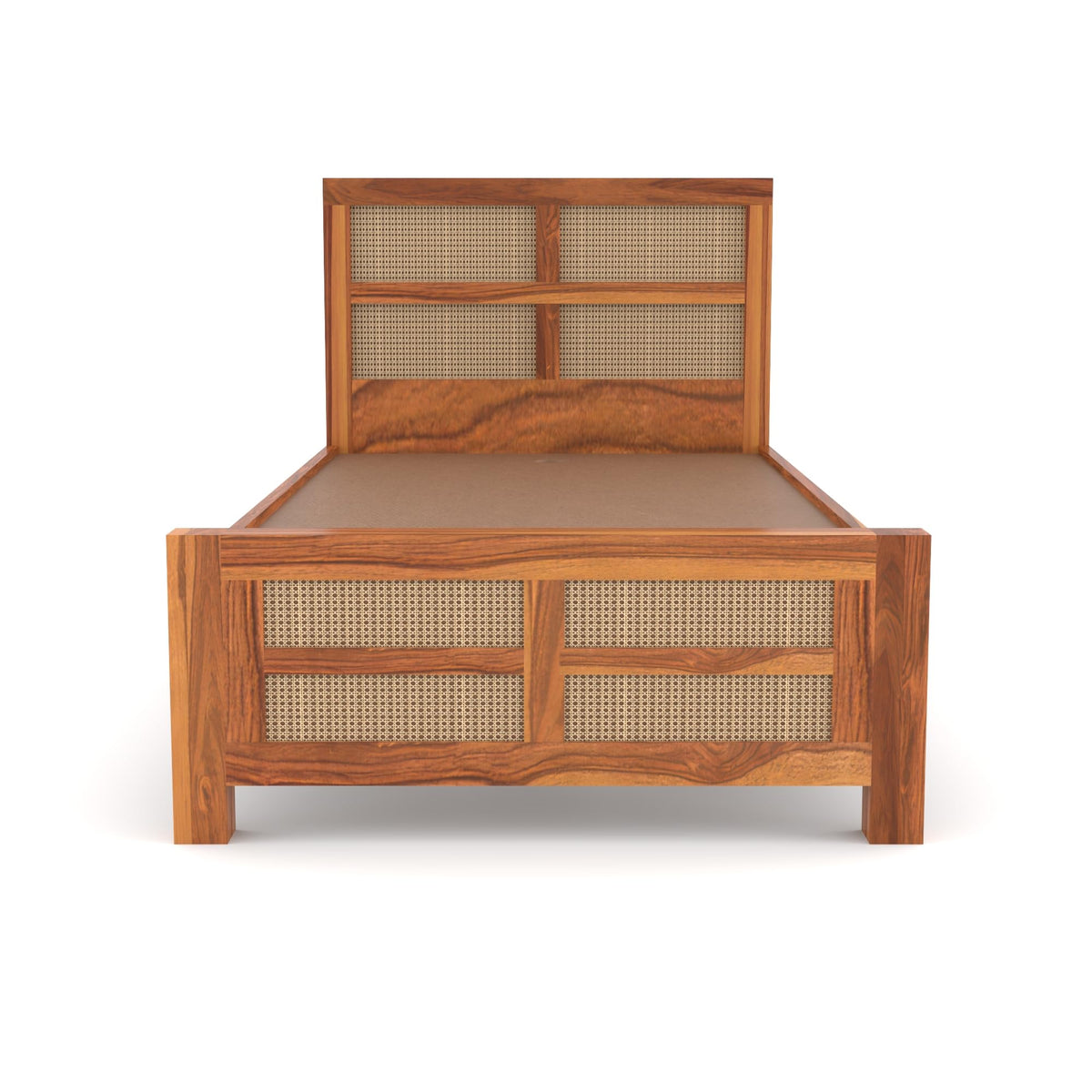 Bhagwati Art Sheesham Single Bed without Storage – 8 Jali Rattan Cane – view 7