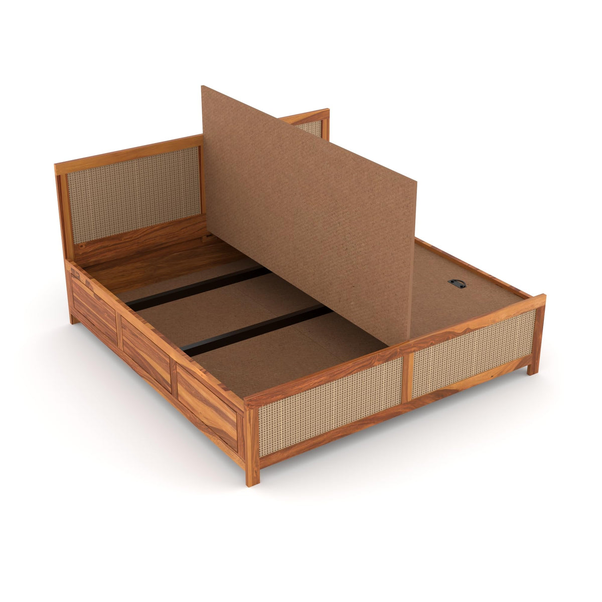 Bhagwati Art Sheesham Wood Bed with Box Storage – 4 Jali Rattan Cane – view 3