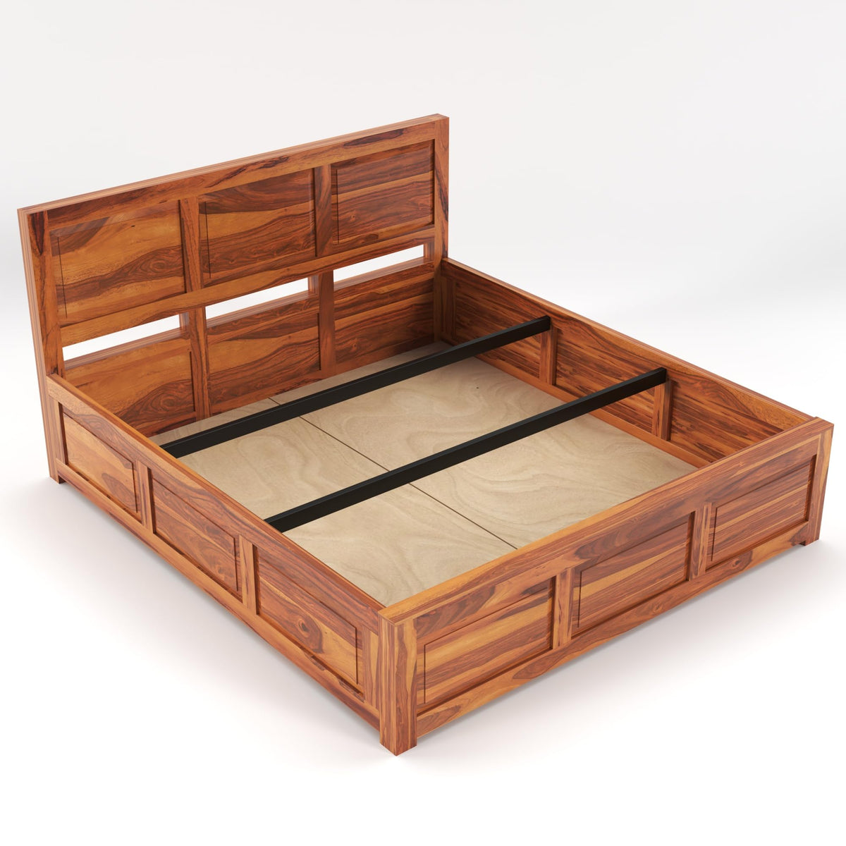 Bhagwati Art Sheesham Wood Bed with Box Storage – 3 Dalla Design – view 3