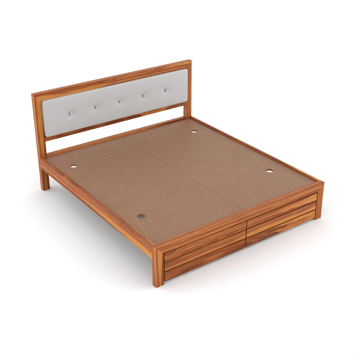 Bhagwati Art Sheesham Wood Bed without Storage – Upholstered Button – view 3
