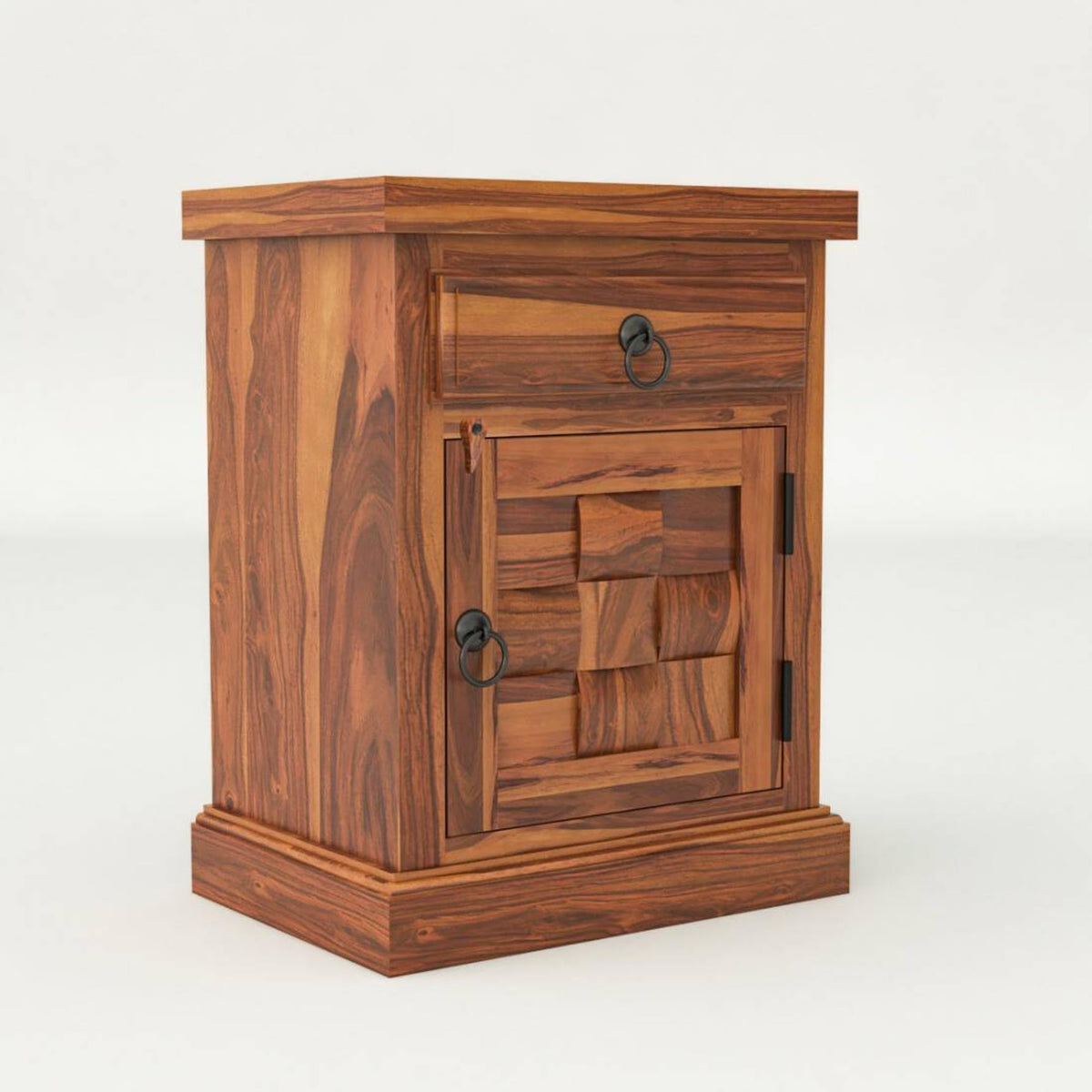 Bhagwati Art Sheesham Wood Bedside Table with Drawer – Niwar Design – view 3