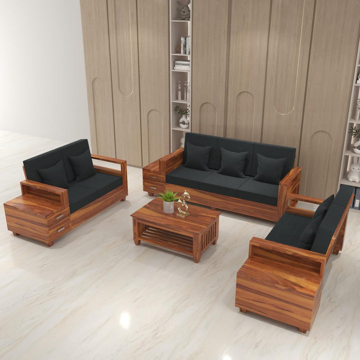 Bhagwati Art Sheesham Wood 7 Seater Sofa Set with Drawer Storage – view 1