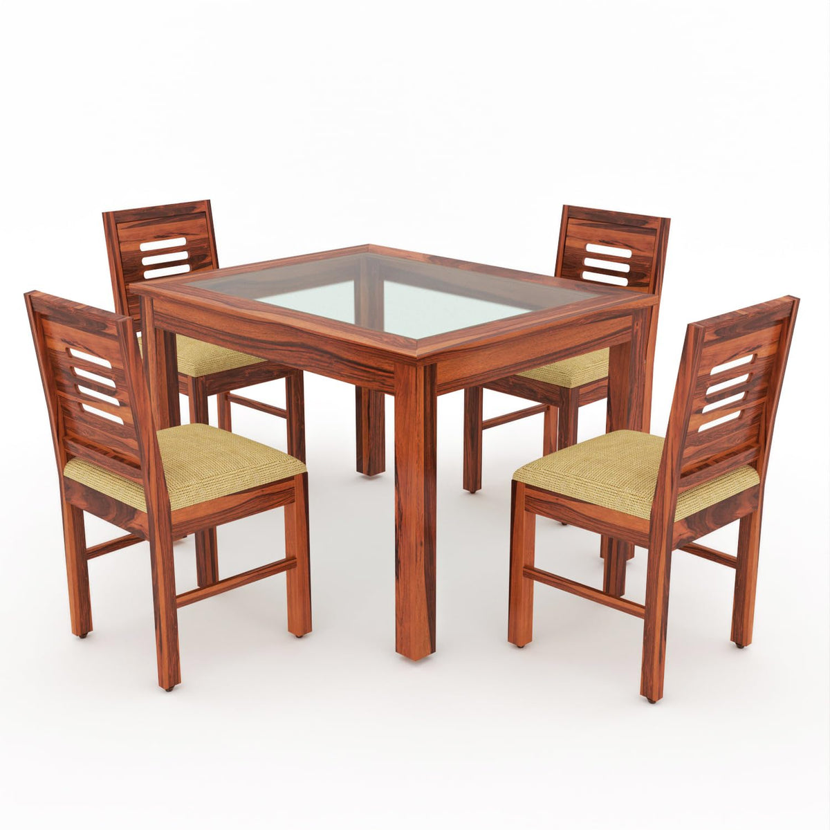 Bhagwati Art Sheesham Wood Dining Set with Urban Glass Top – Plain – view 20