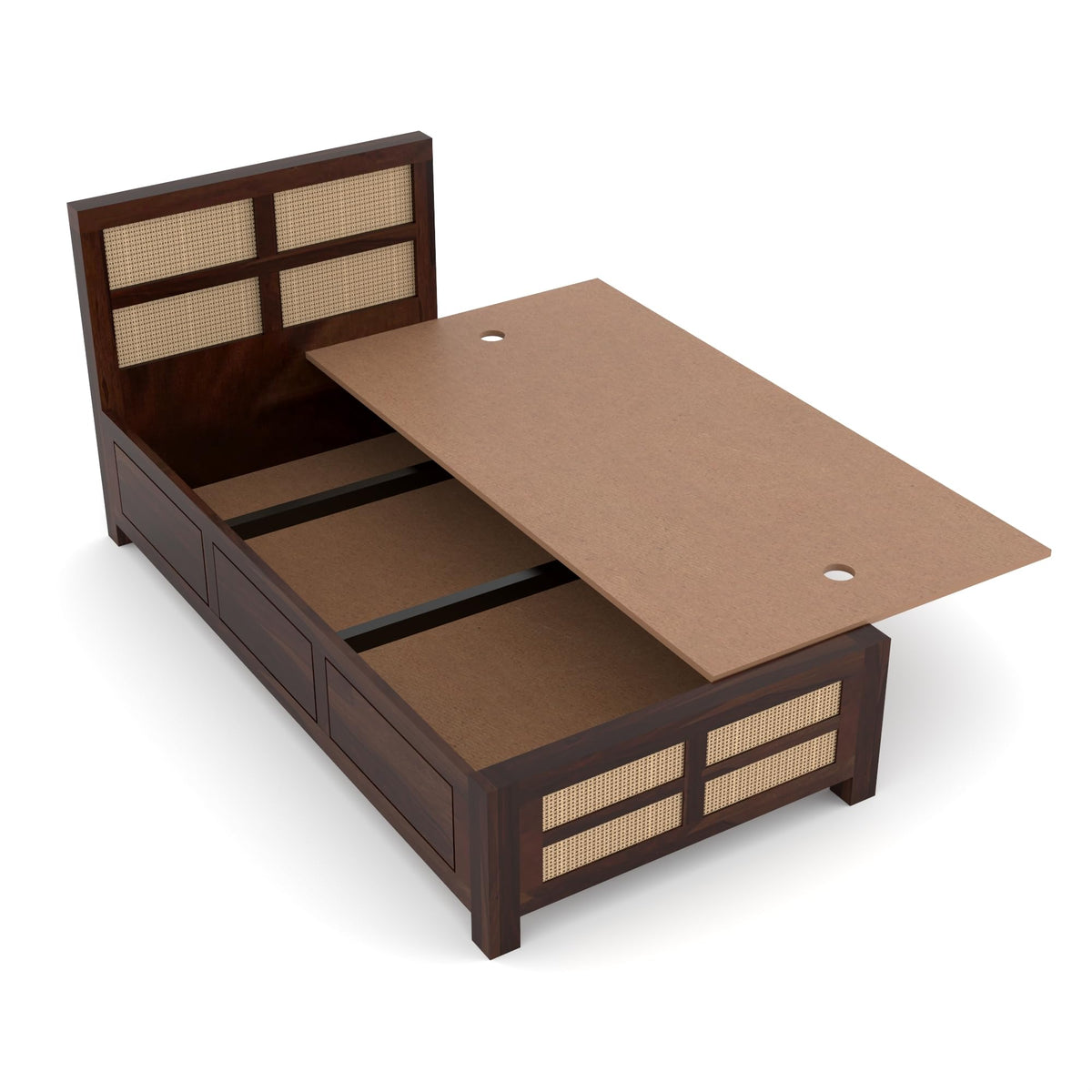 Bhagwati Art Sheesham Single Bed with Box Storage – 8 Jali Rattan Cane – view 10