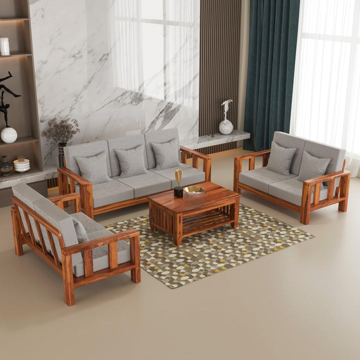 Bhagwati Art Sheesham Wood 7 Seater Sofa Set – Lounge Design – view 1