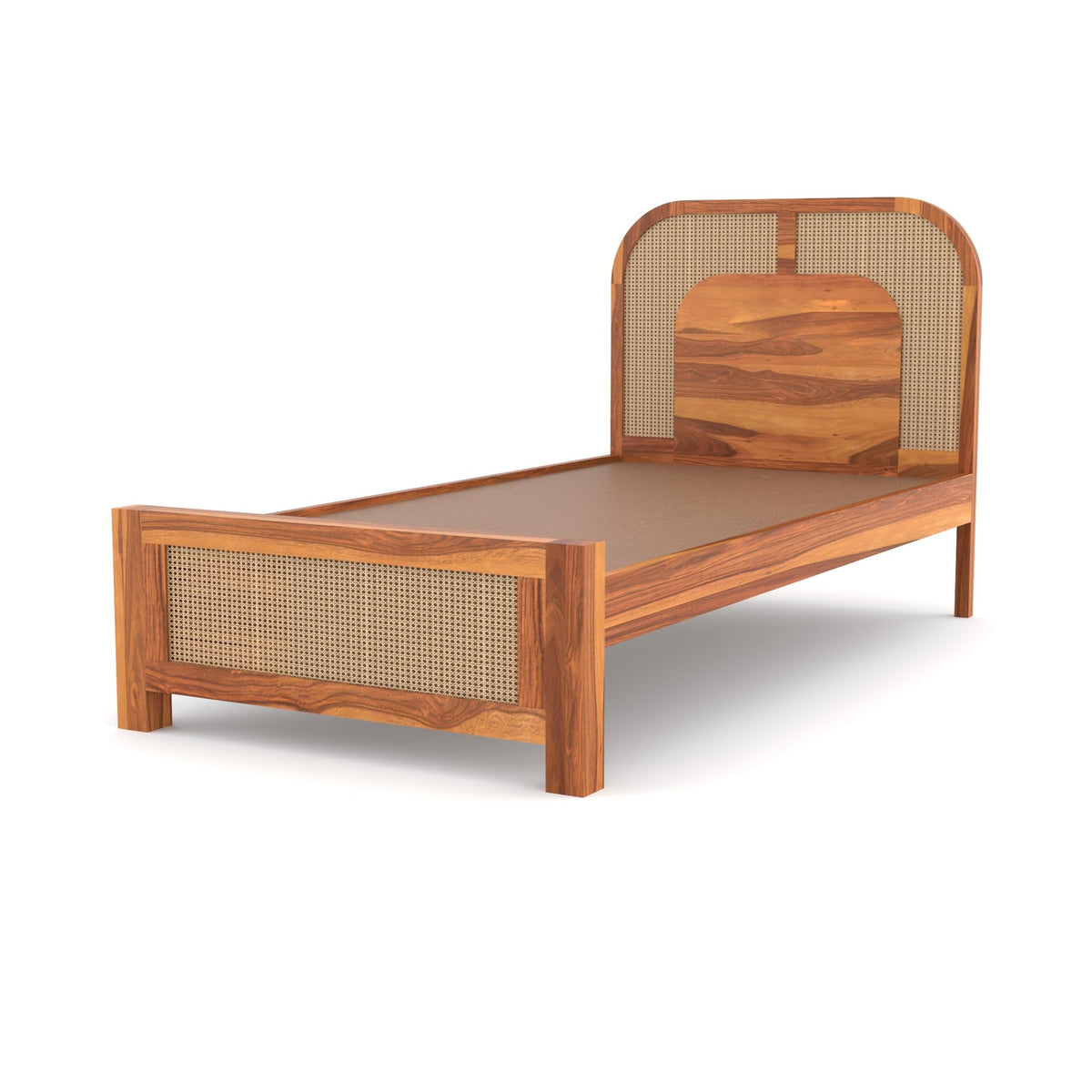 Bhagwati Art Sheesham Single Bed without Storage – 5 Jali Rattan Cane – view 3