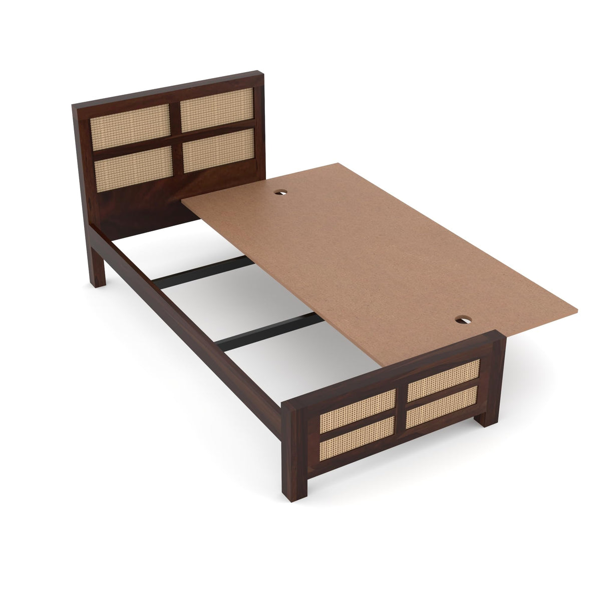 Bhagwati Art Sheesham Single Bed without Storage – 8 Jali Rattan Cane – view 13