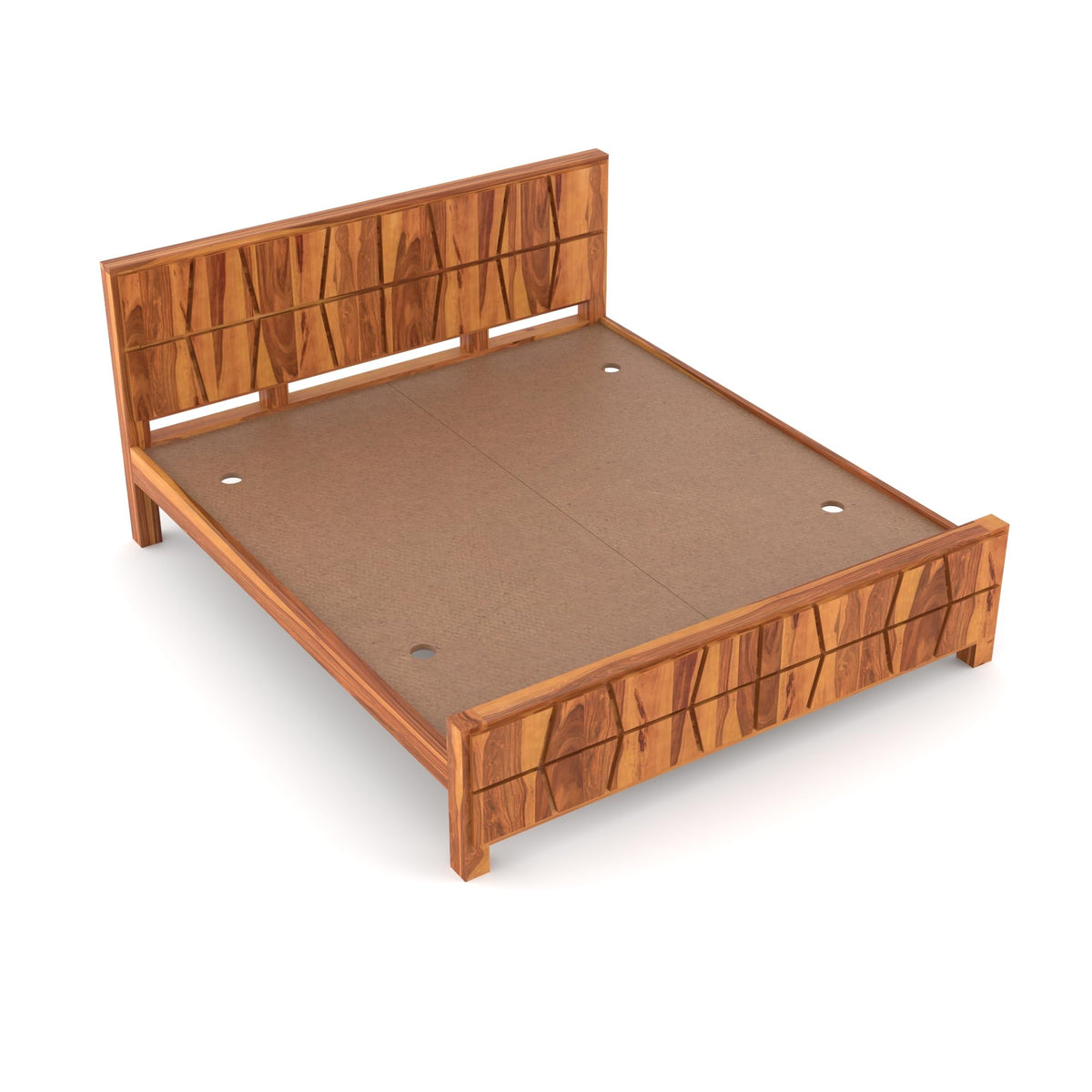 Bhagwati Art Sheesham Wood Bed without Storage – Zigzag Design – view 3