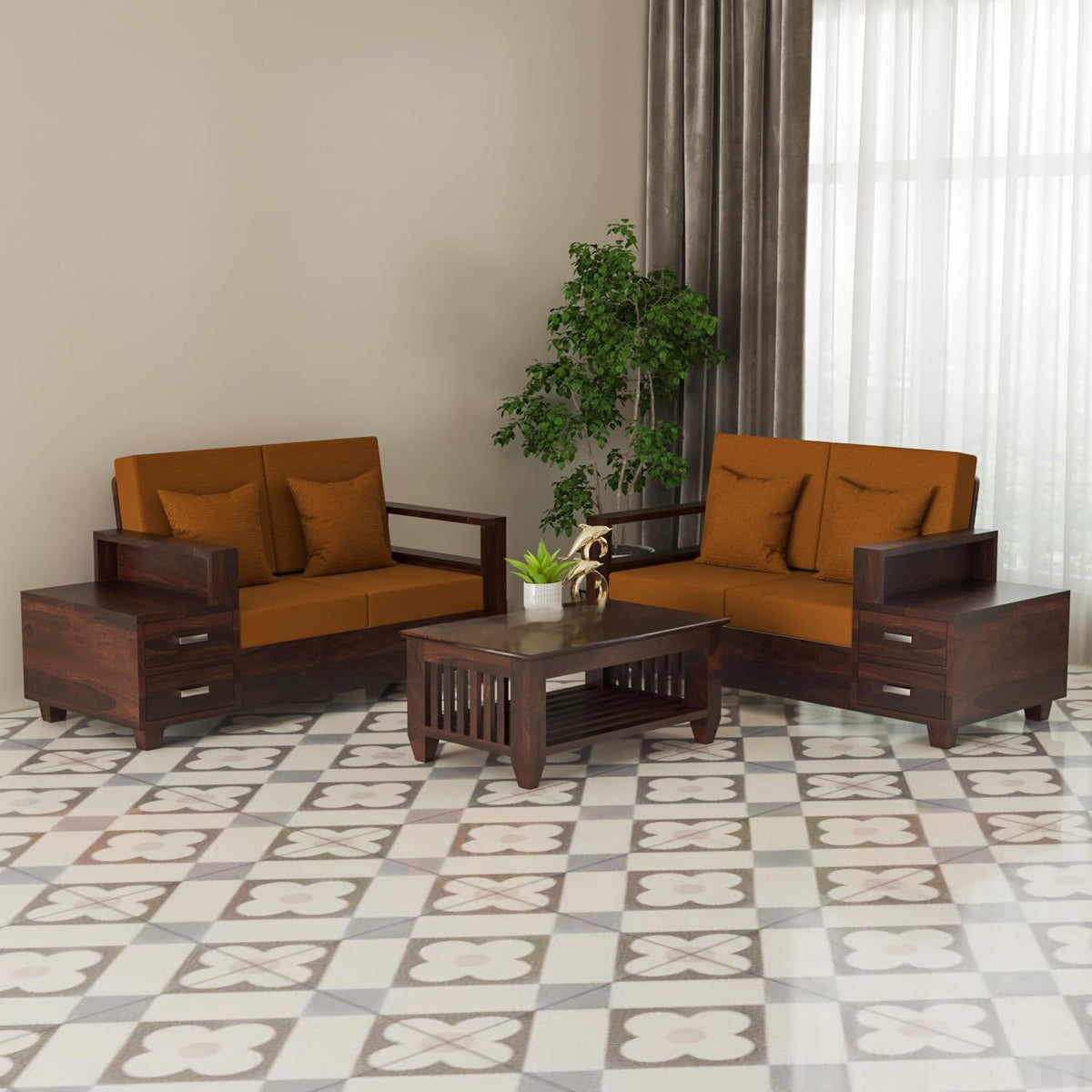 Bhagwati Art Sheesham Wood 4 Seater Sofa Set with Drawer Storage – view 19