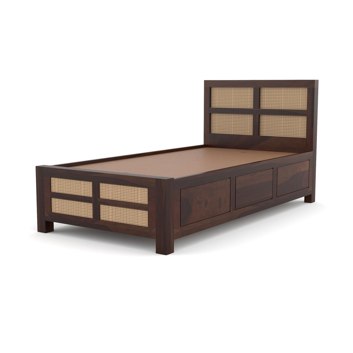 Bhagwati Art Sheesham Single Bed with Box Storage – 8 Jali Rattan Cane – view 14
