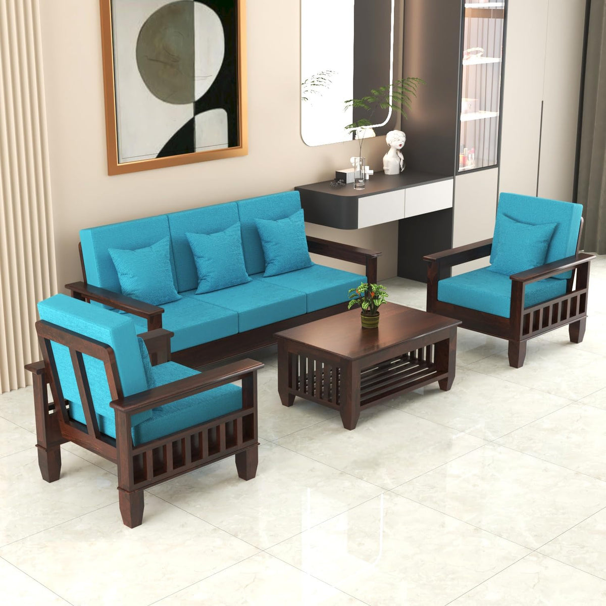 Bhagwati Art Sheesham Wood 5 Seater Sofa Set – Classic Design – view 9