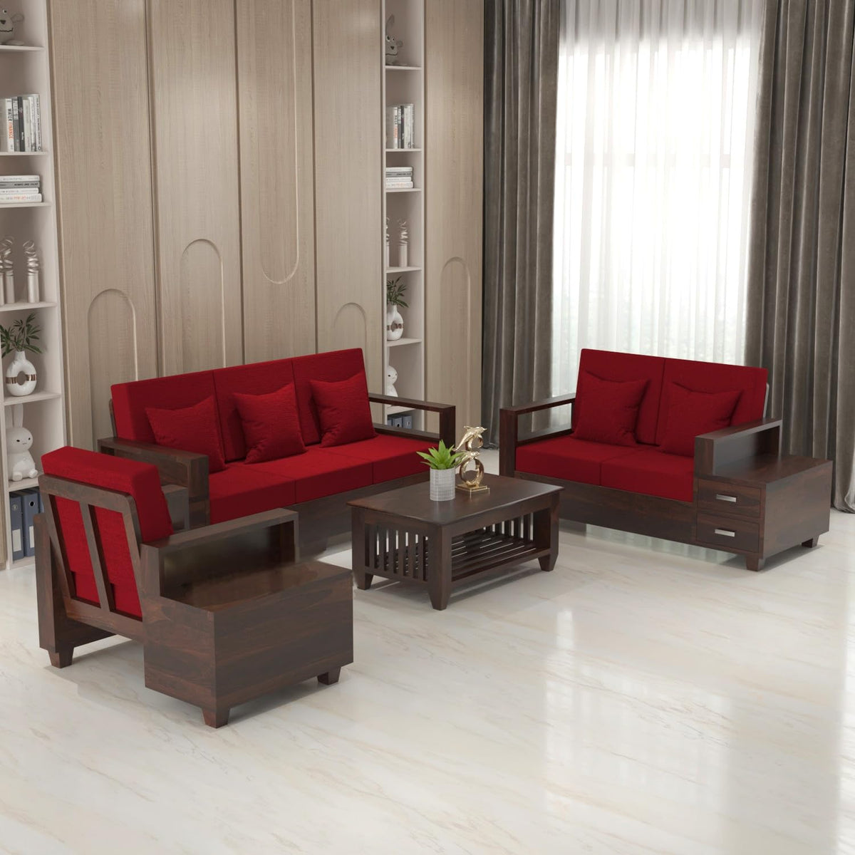 Bhagwati Art Sheesham Wood 6 Seater Sofa Set with Drawer Storage – view 41