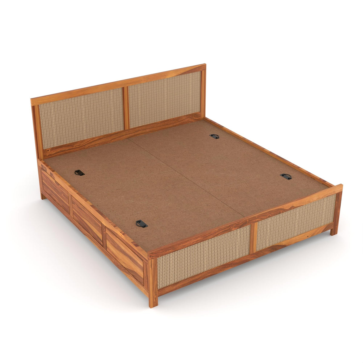 Bhagwati Art Sheesham Wood Bed with Box Storage – 4 Jali Rattan Cane – view 4
