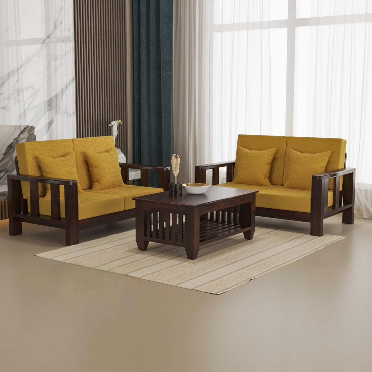 Bhagwati Art Sheesham Wood 4 Seater Sofa Set – Lounge Design – view 19