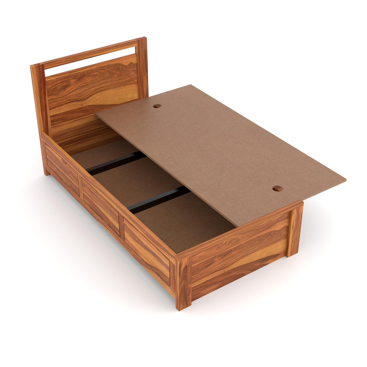 Bhagwati Art Sheesham Wood Single Bed with Hydraulic Storage – Modern – view 4