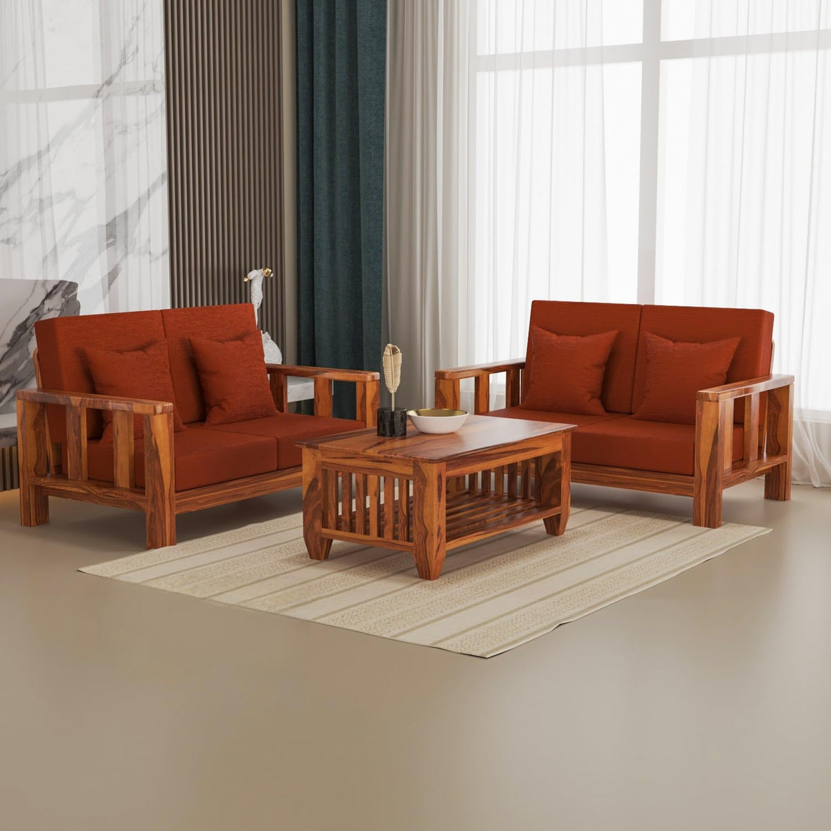 Bhagwati Art Sheesham Wood 4 Seater Sofa Set – Lounge Design – view 31