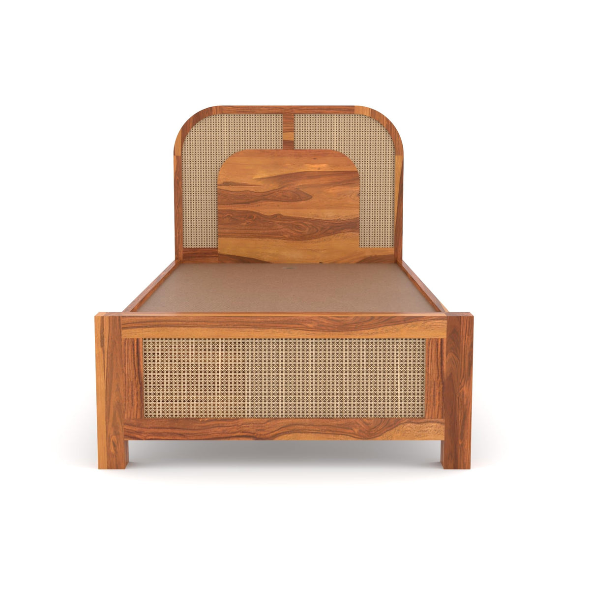Bhagwati Art Sheesham Single Bed without Storage – 5 Jali Rattan Cane – view 2