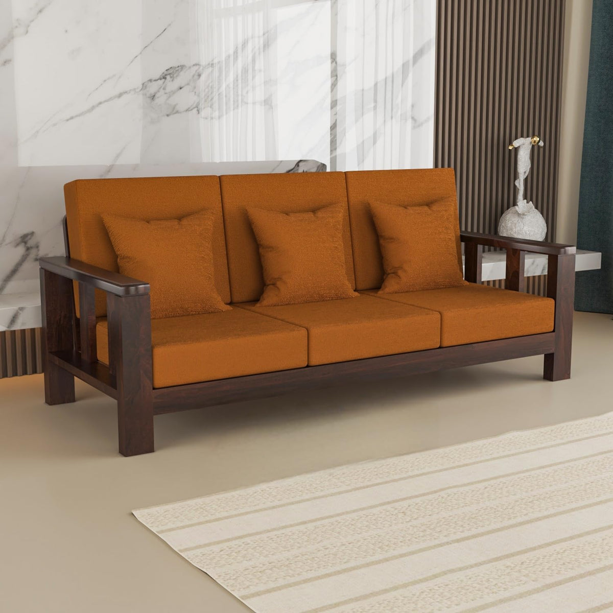 Bhagwati Art Sheesham Wood 3 Seater Sofa – Lounge Design – view 11