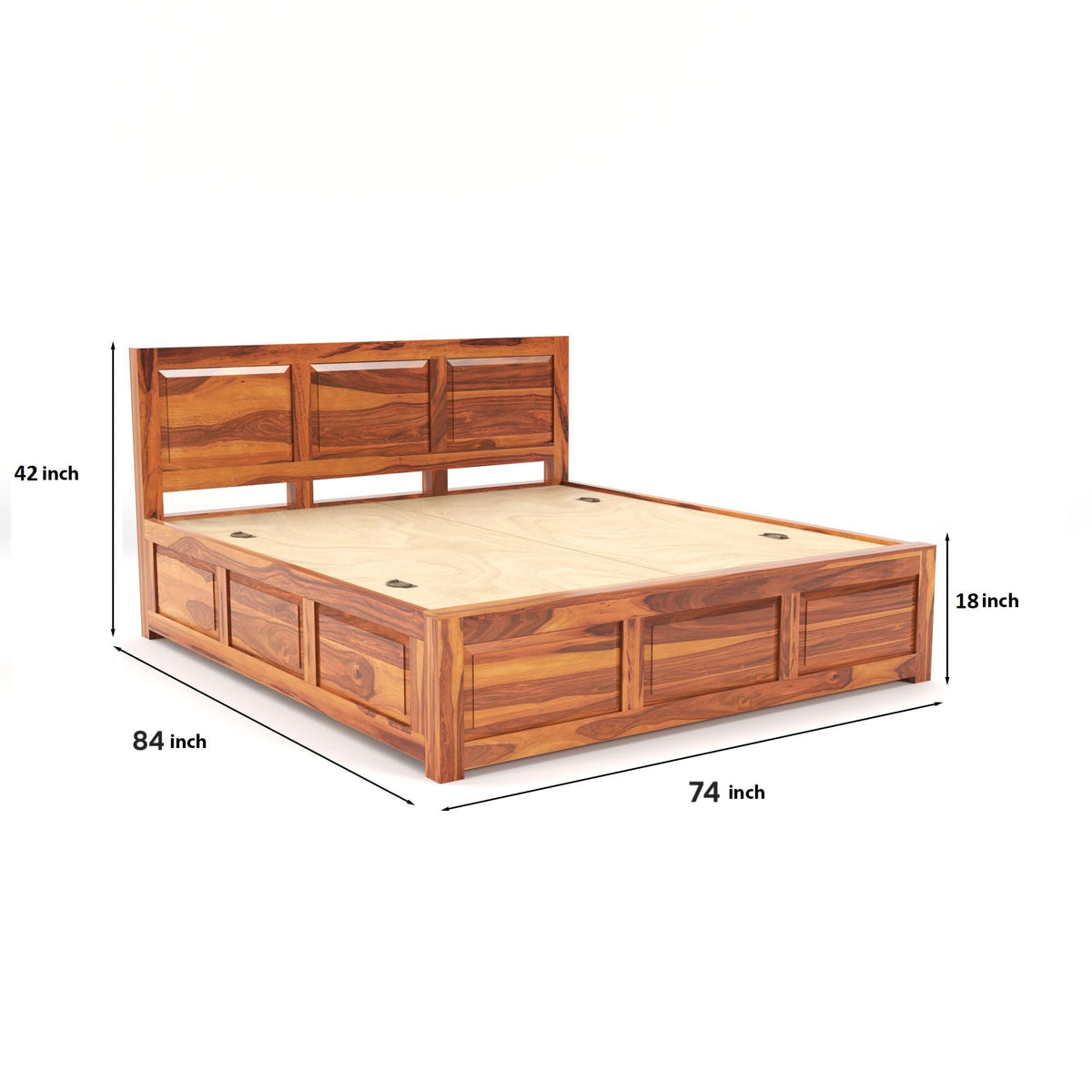 Bhagwati Art Sheesham Wood Bed with Box Storage – 3 Dalla Design – view 2