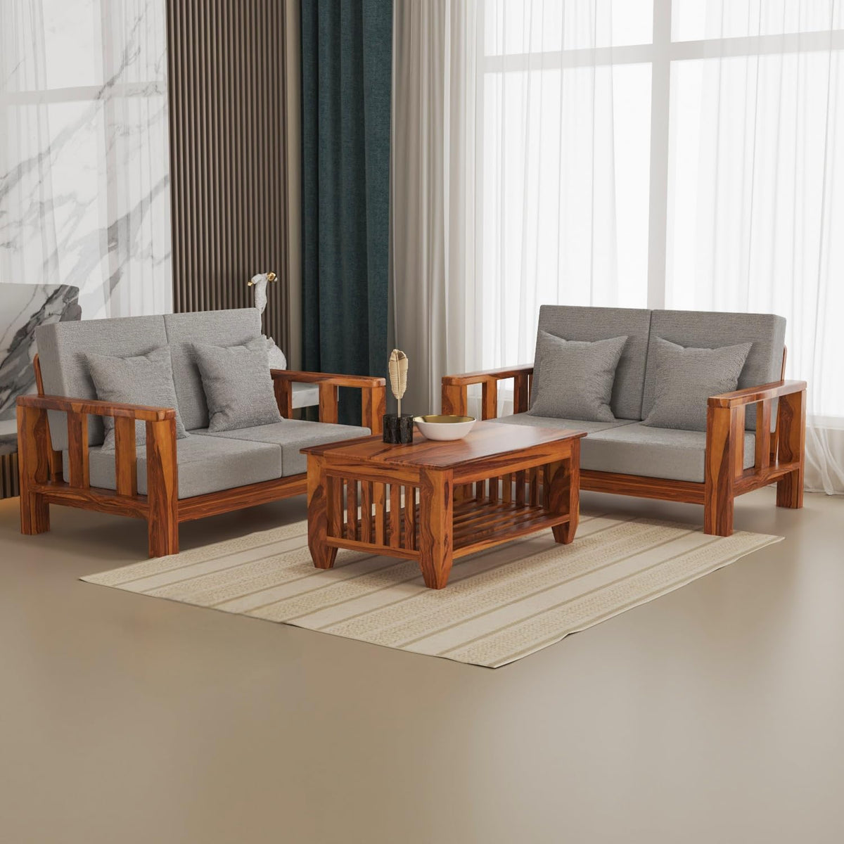 Bhagwati Art Sheesham Wood 4 Seater Sofa Set – Lounge Design – view 25