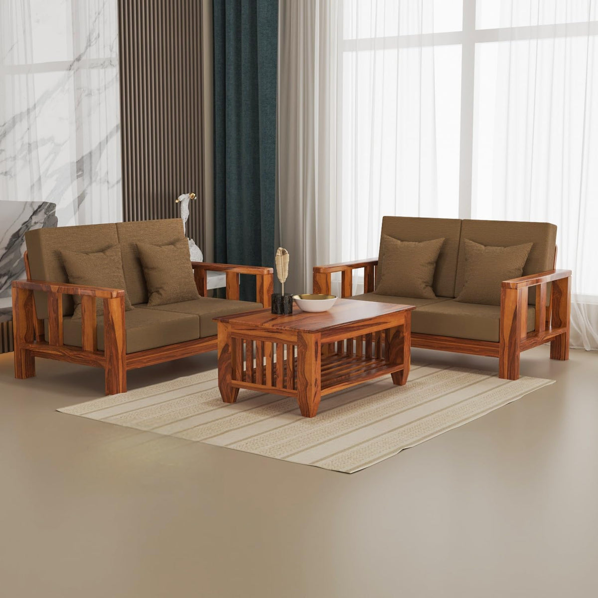 Bhagwati Art Sheesham Wood 4 Seater Sofa Set – Lounge Design – view 7