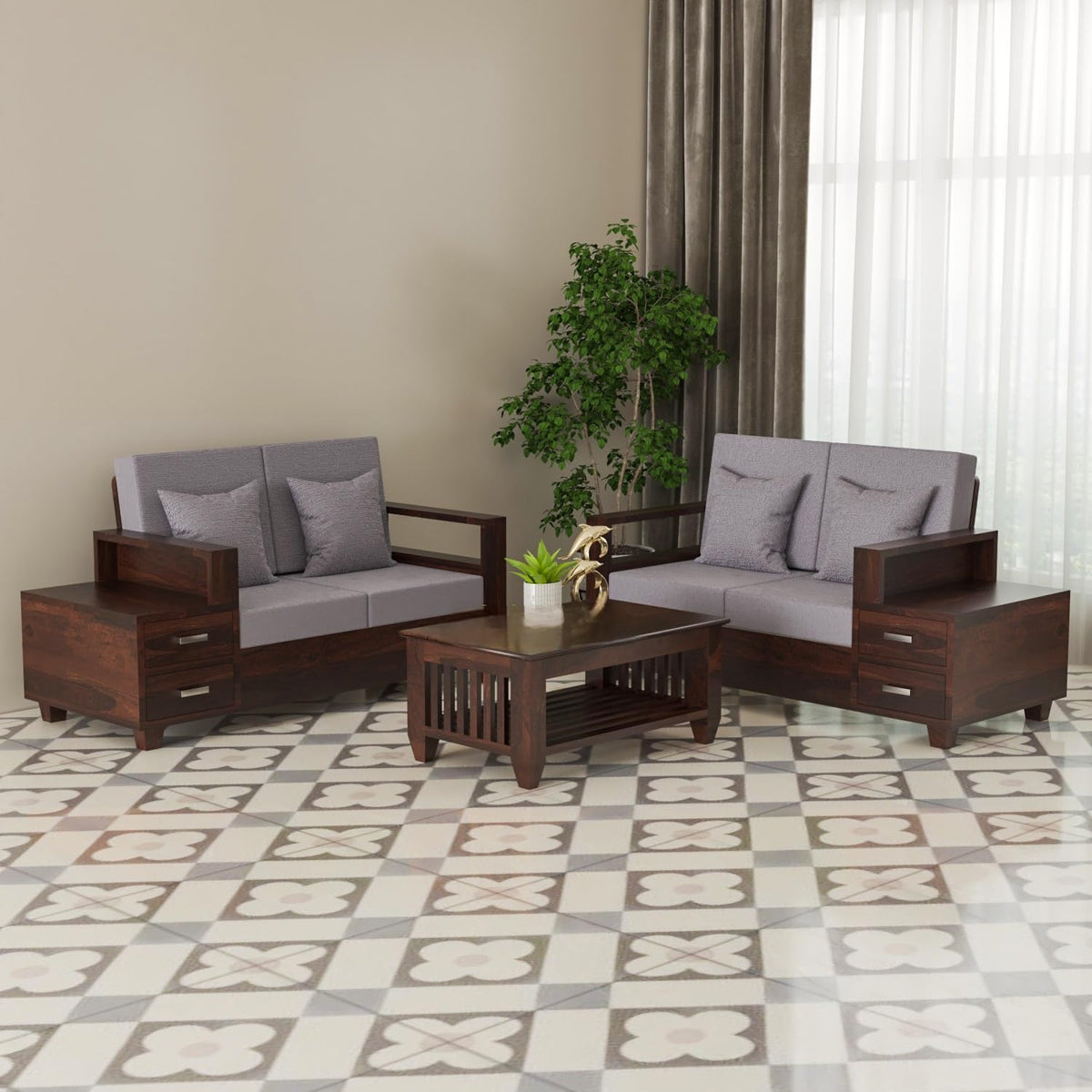 Bhagwati Art Sheesham Wood 4 Seater Sofa Set with Drawer Storage – view 25