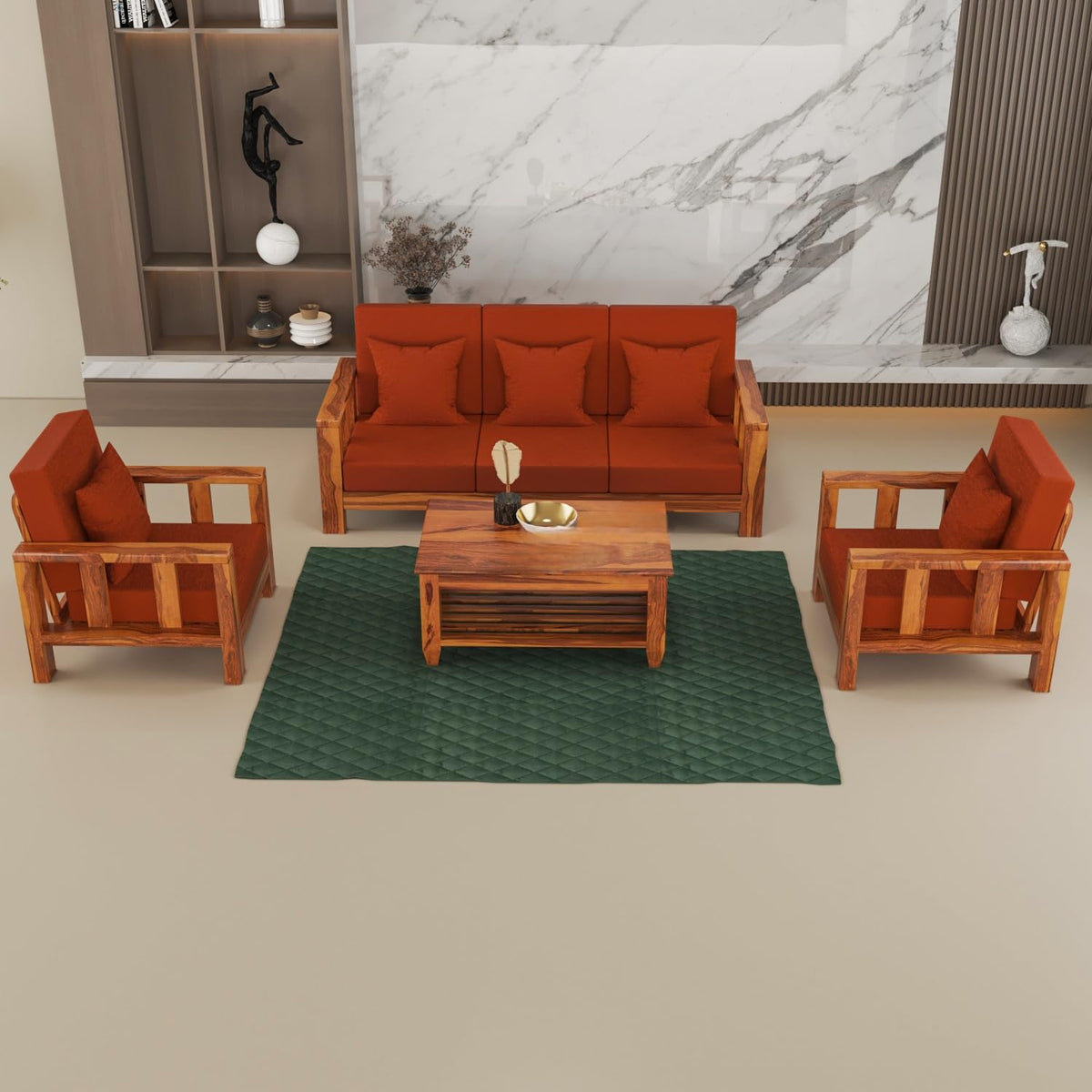 Bhagwati Art Sheesham Wood 5 Seater Sofa Set – Lounge Design – view 41