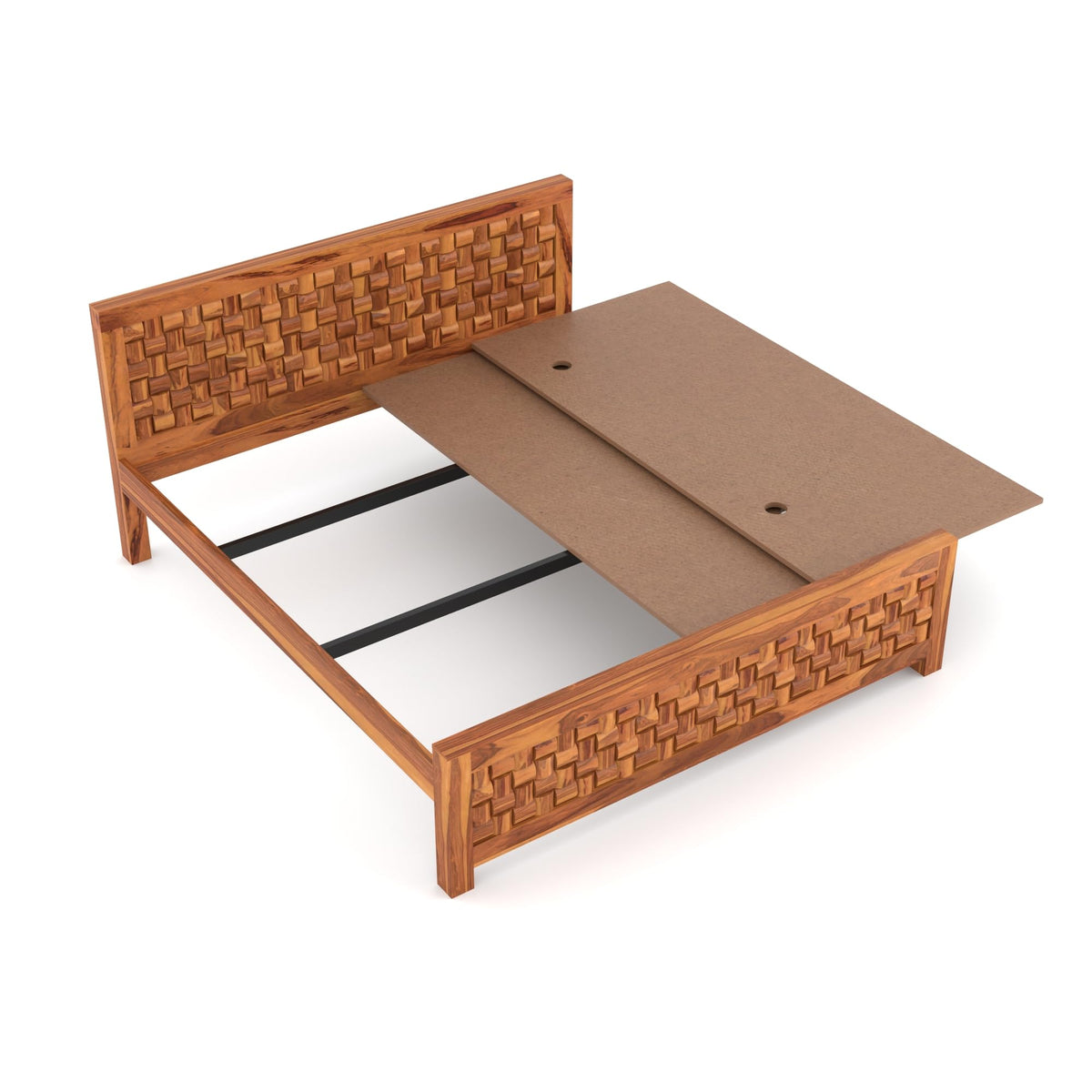 Bhagwati Art Sheesham Wood Bed without Storage – Niwar Design – view 4