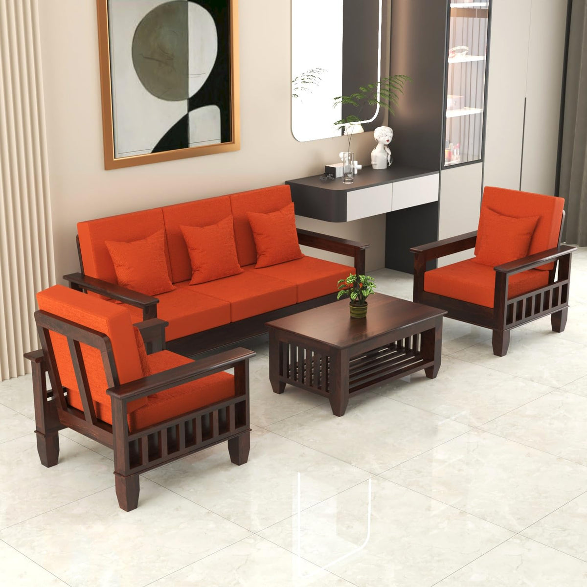 Bhagwati Art Sheesham Wood 5 Seater Sofa Set – Classic Design – view 41