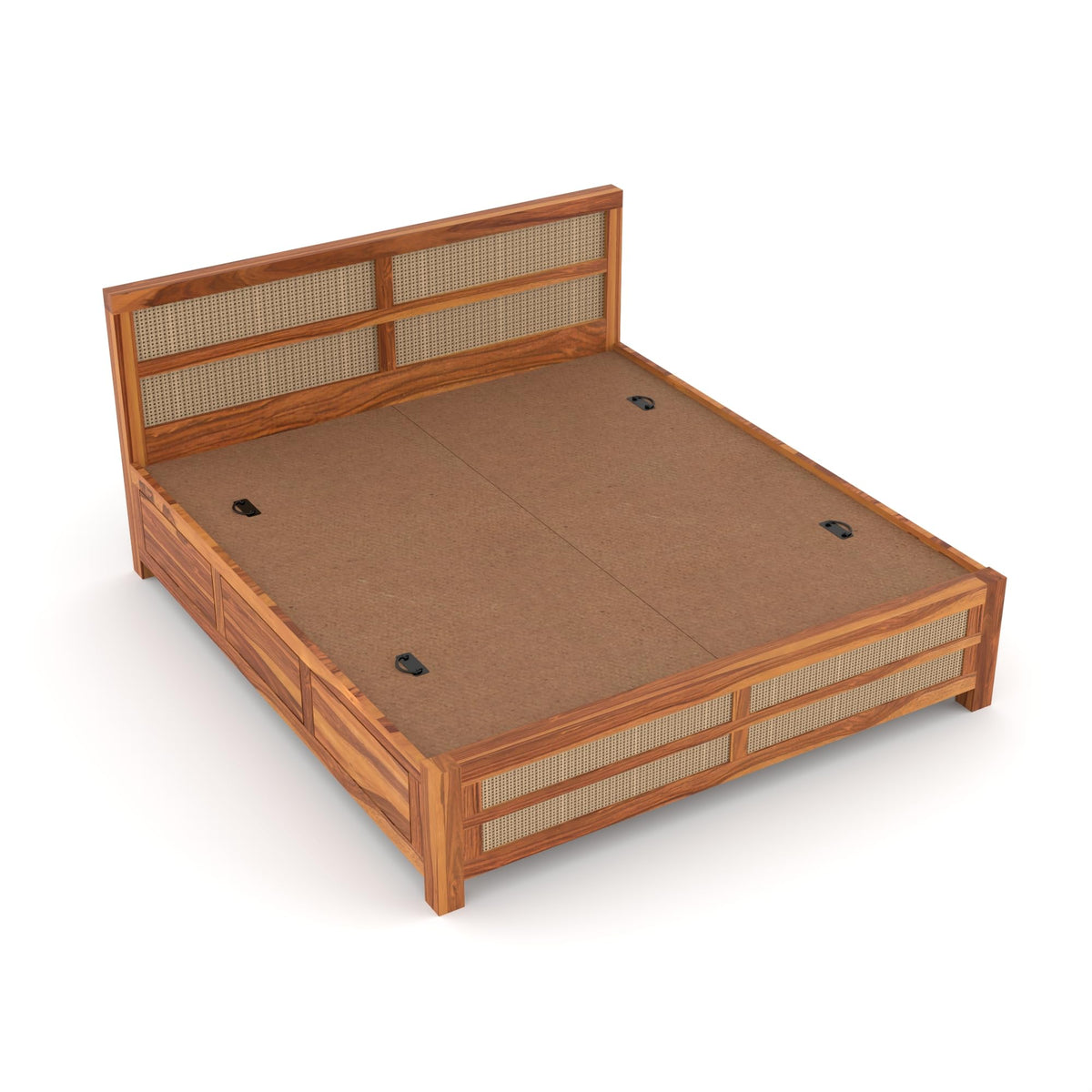 Bhagwati Art Sheesham Wood Bed with Box Storage – 8 Jali Rattan Cane – view 4