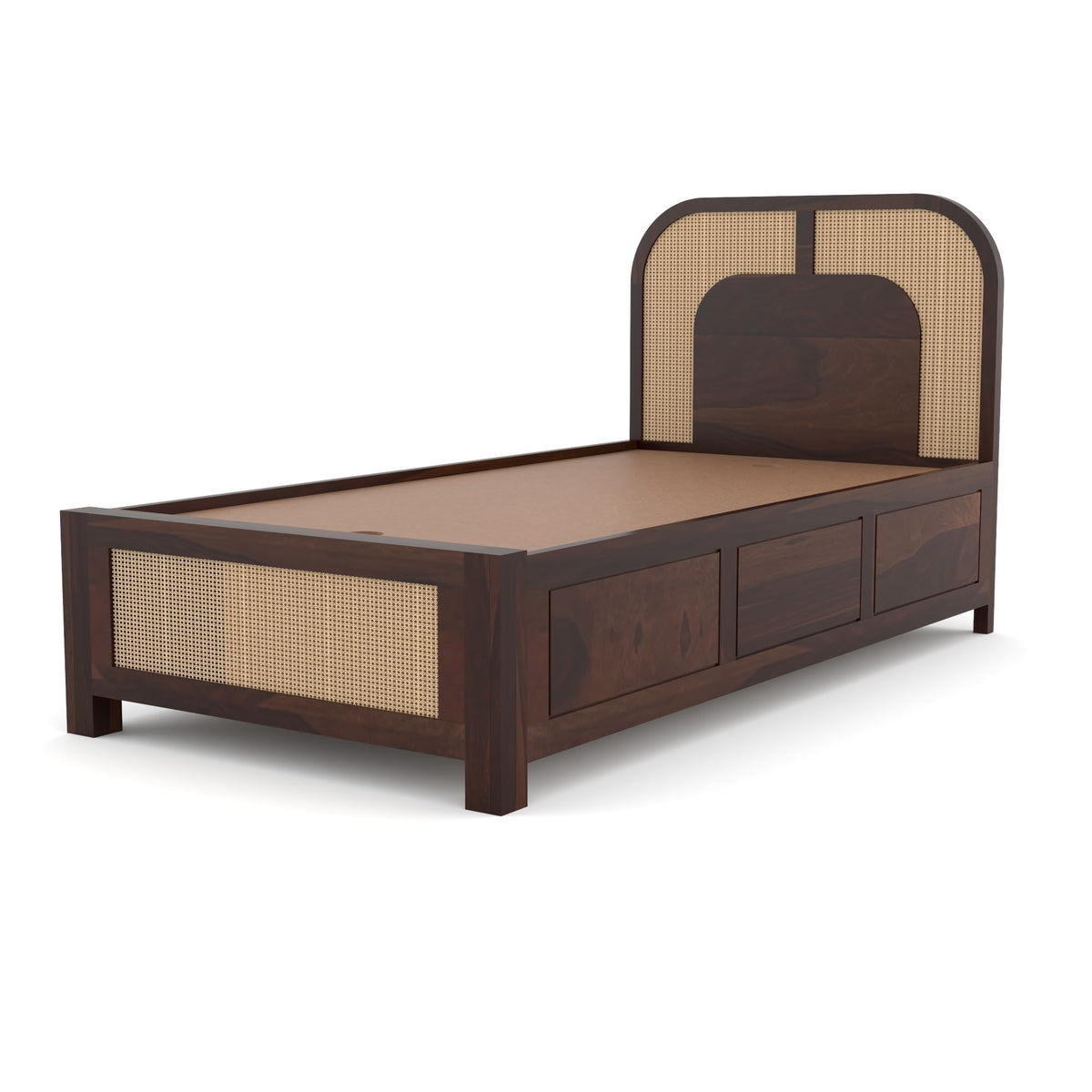 Bhagwati Art Sheesham Single Bed with Box Storage – 5 Jali Rattan Cane – view 12