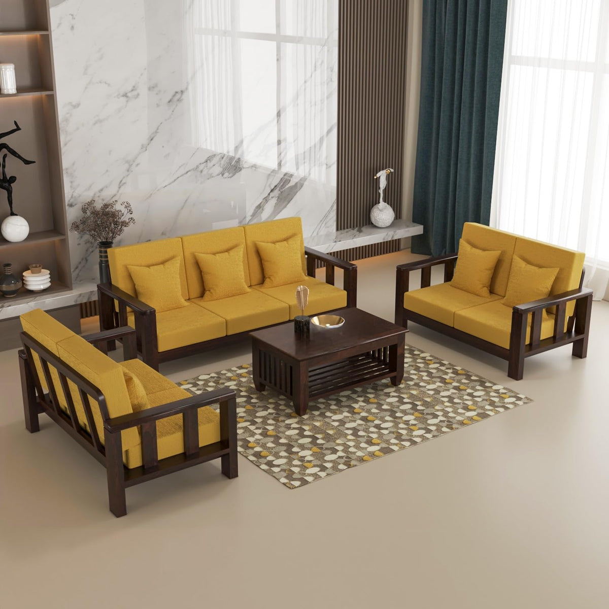 Bhagwati Art Sheesham Wood 7 Seater Sofa Set – Lounge Design – view 33