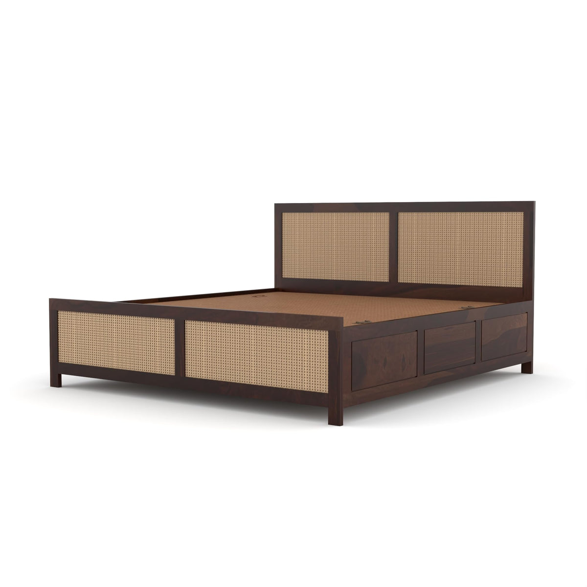 Bhagwati Art Sheesham Wood Bed with Box Storage – 4 Jali Rattan Cane – view 16