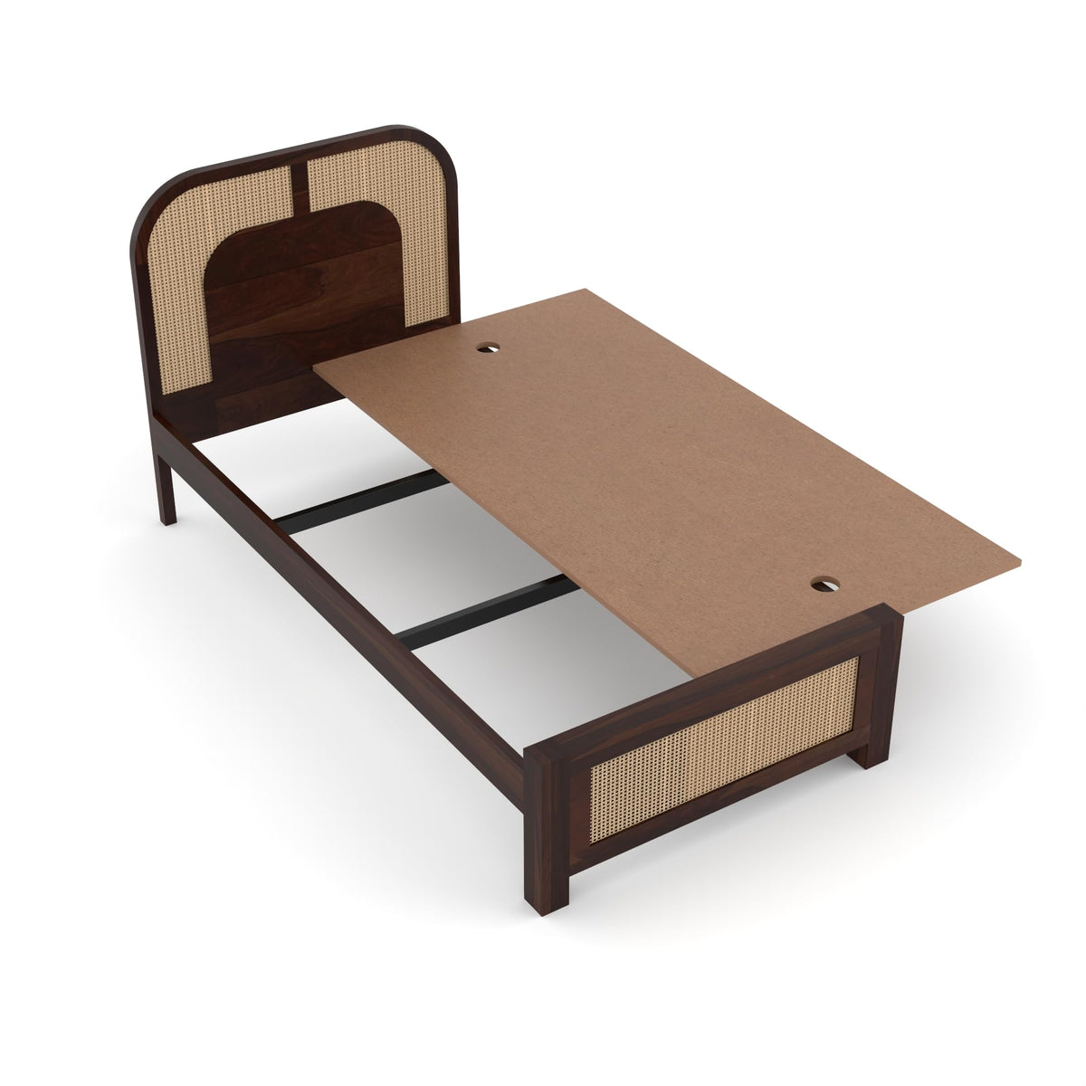 Bhagwati Art Sheesham Single Bed without Storage – 5 Jali Rattan Cane – view 15