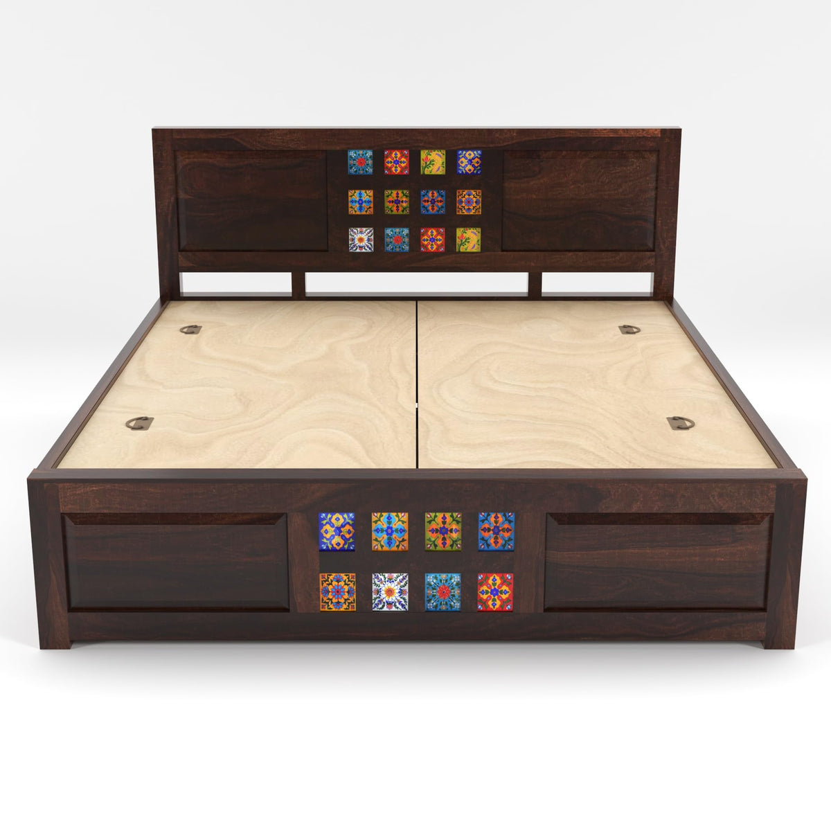 Bhagwati Art Sheesham Wood Bed with Box Storage – Tile Dalla Design – view 14